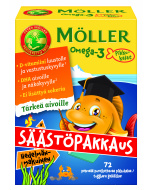 Möller Omega-3 Pikkukalat hedelmänmakuinen säästöpakkaus, 72 kpl