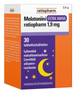 Melatoniini Extra Vahva ratiopharm 1,9 mg 30 tablettia