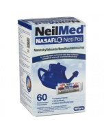 NeilMed NasaFlo Netipot Nenähuuhtelukannu ja suola-annospussit 60 kpl
