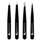 Brushworks HD 4 Piece Combination Tweezer Set Black pinsettisetti 4 kpl
