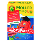 Möller Omega-3 Pikkukalat säästöpakkaus vadelmainen, 72 kpl