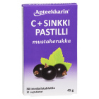 Apteekkarin C+ Sinkki mustaherukka pastilli, 30 kpl